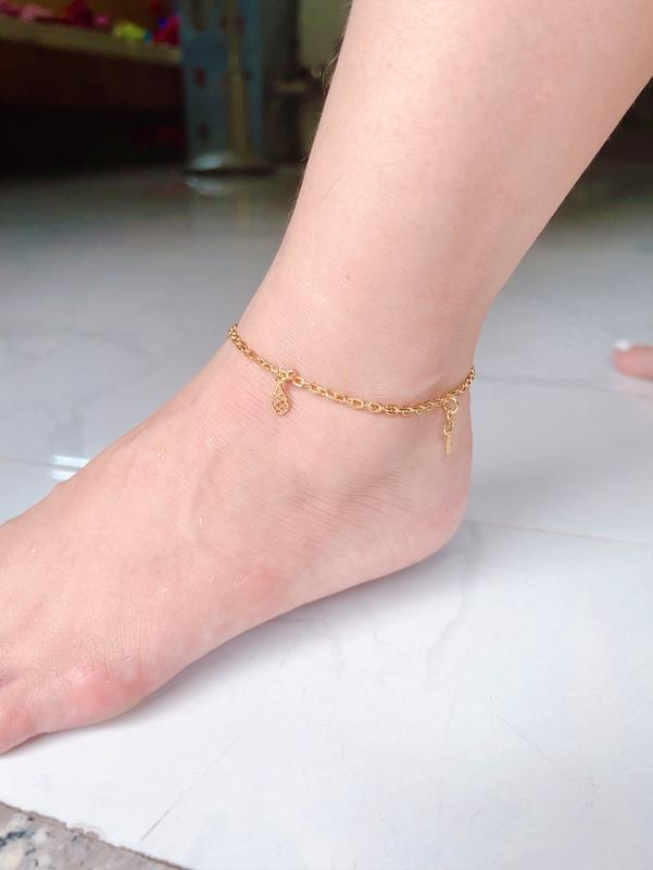 Lắc chân nữ đồng vàng ko đen dễ thương LD34 Chain
