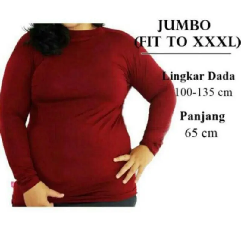 Manset Lengan Panjang Wanita Jumbo Inner XXL to XXXL Kaos dan Baju 3