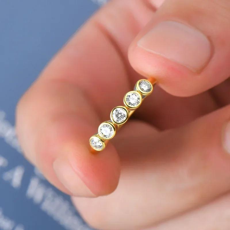 Product Introduction of LLXYW Total 0.5/1.5CT Luxury Round Bezel Full 3mm/4mm Moissanite Ring For Women Girls S925 Silver Pass Test Rings Wedding Band Gift 13