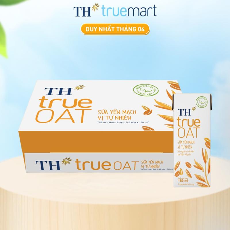 Thùng 48 hộp sữa yến mạch vị tự nhiên TH true OAT 180 ml (180 ml x 48)