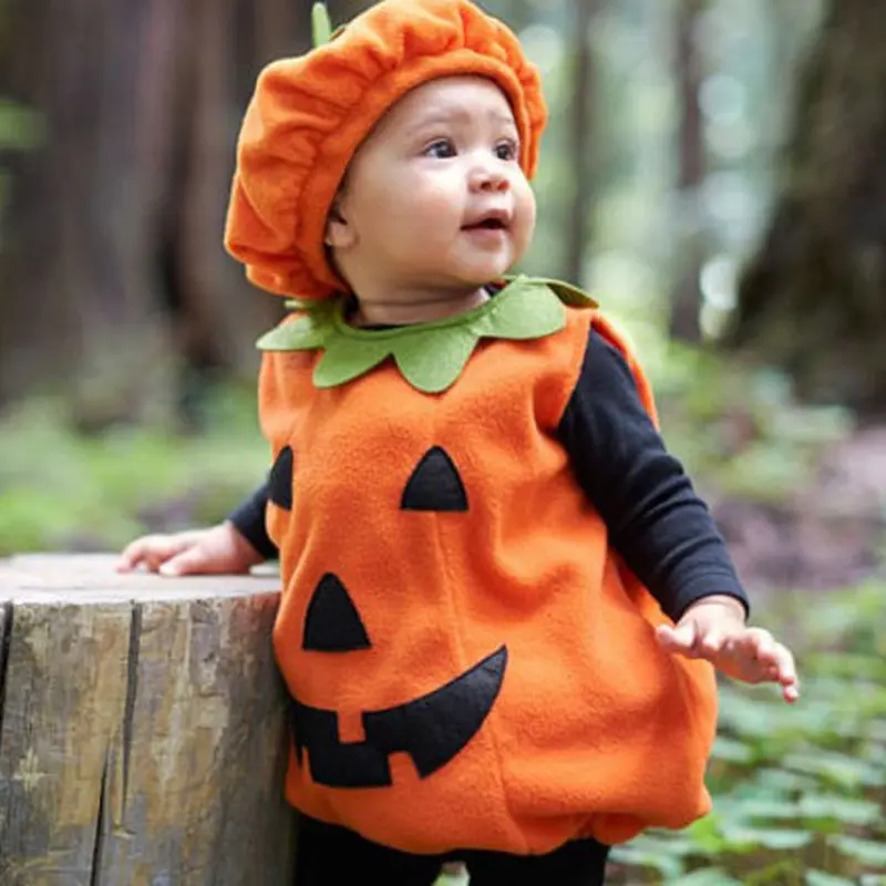 Baby Halloween Clothes Outfits Pumpkin Style Cute Cartoon Funny Baby Romper Bodysuit Jumpsuit 0-3 Years