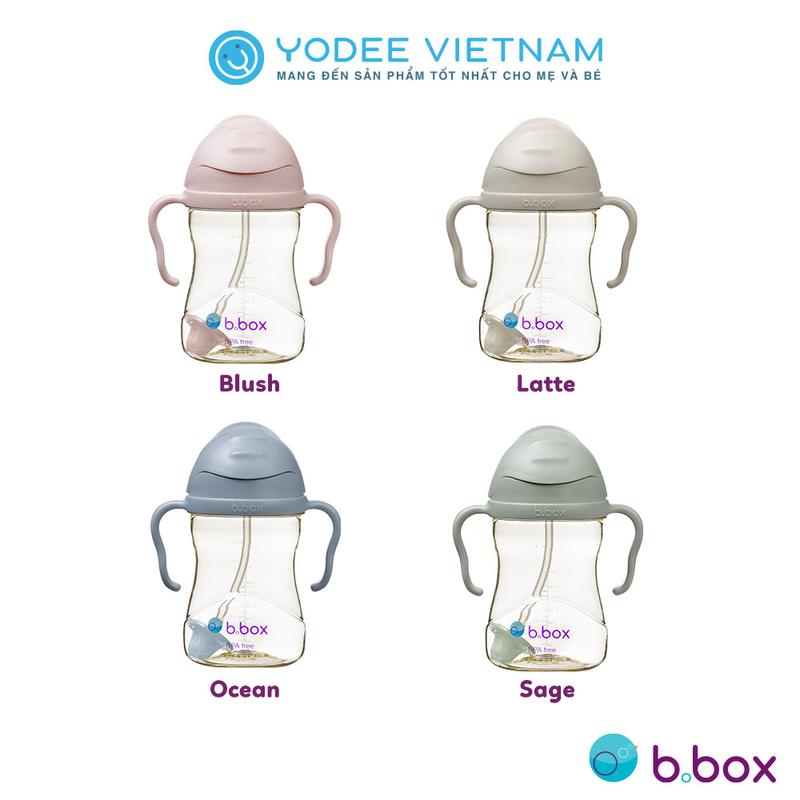 b.box Bình nước PPSU 360 độ có van chống sặc và tay cầm cho bé tập uống nước 240ml