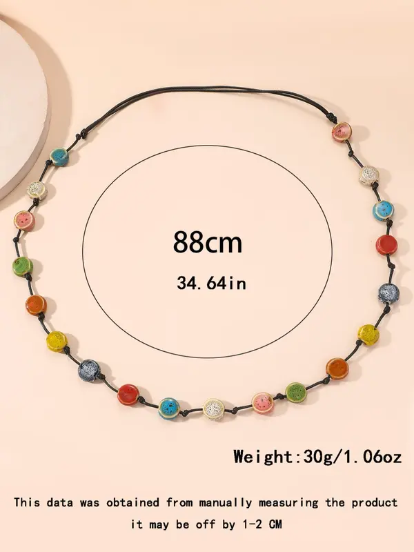 Boho Style Colorful Ceramic Bead Woven Pendant Necklace, Women's Sweater Chains Or Long Dress Accessories for Party, Daily Clothing Decor 1