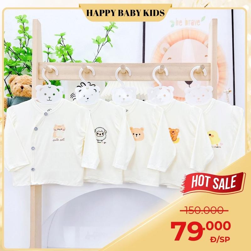 ( Nền Kem ) Combo 3-5 Áo Rời Dài Tay Pettit Cao Cấp Cho Bé Sơ Sinh - Chất Cotton Siêu Mềm, Mát
