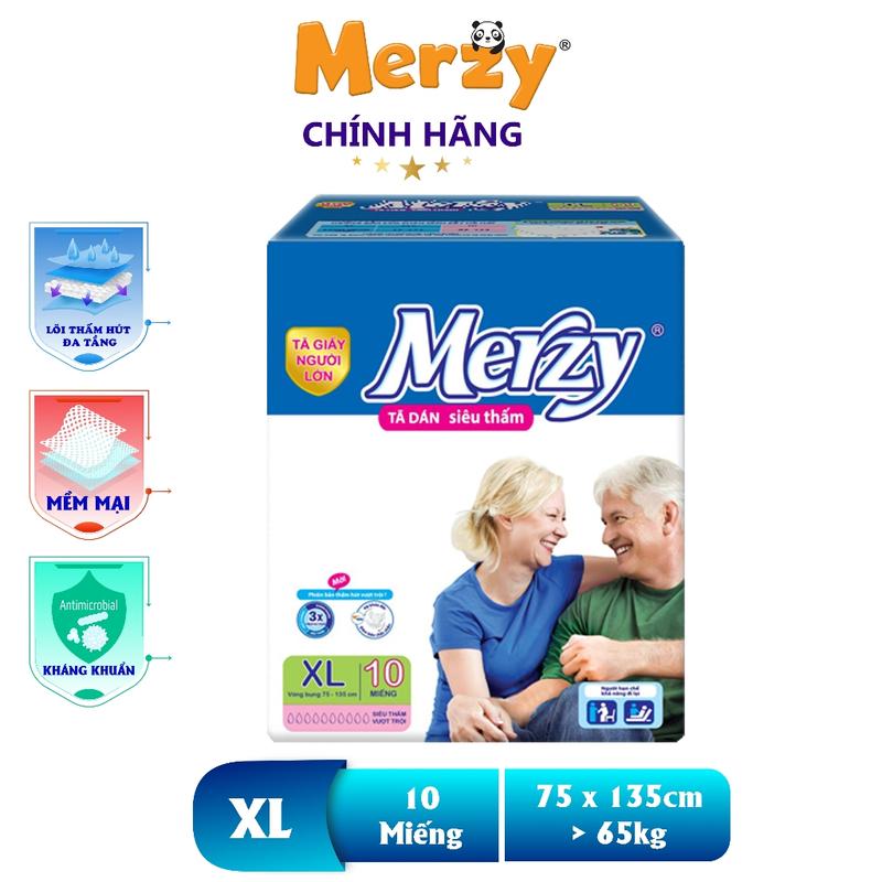  Merzy 50 miếng Tã Dán Người Lớn Siêu Thấm Hút Khô Thoáng Size XL 10 Miếng Cho Người Dùng 40-90kg Women Nữ Bỉm Tã Dành Cho Chăm Sóc Cá Nhân 