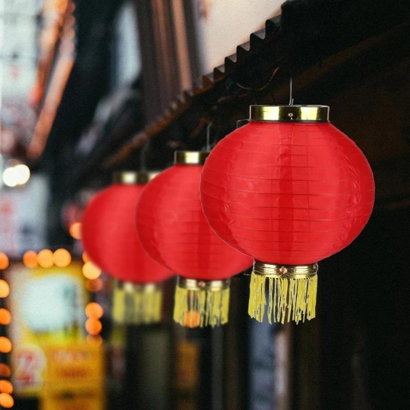 8/10/12 Inches Chinese New Year Round Folding Lanterns DIY Portable Red Lantern Hanging Ornaments Spring Festival Decoration 3