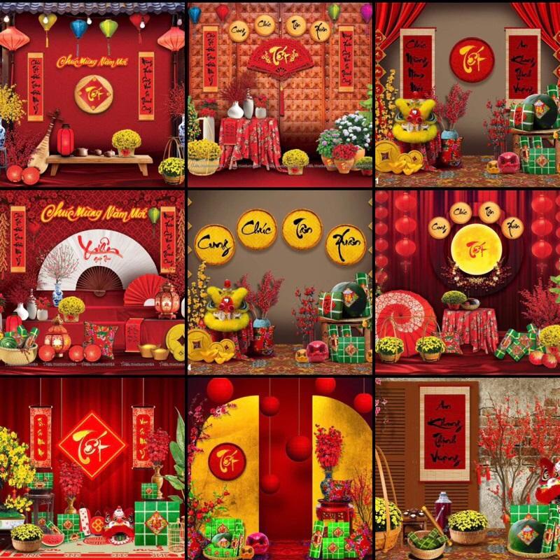 Tranh vải tết 2025 mừng xuân Ất Tỵ Decor trang trí tết nguyên đán