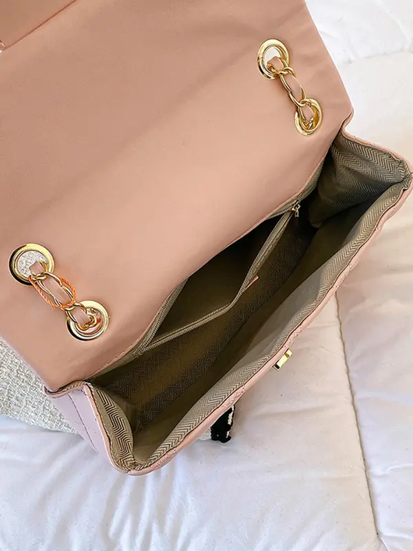 Women's Fashion Chain Strap Quilted Crossbody Bag, Casual Solid Color Shoulder Bag for Daily Used, Trendy All-match Commuter Bag 6