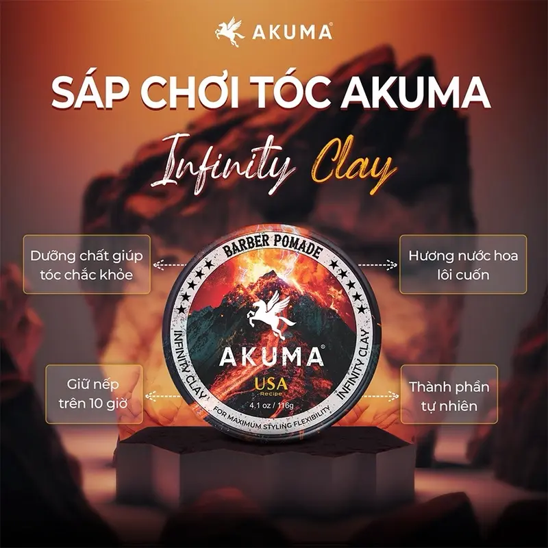 Sáp vuốt tóc AKUMA INFINITY CLAY 116g tặng 1 lược Chăm Sóc Tóc Dưỡng Tóc sap vuottockho spider wax tơ nhện roug seasalt xốp nam sap  vuottoc sáp  tơ vu 3