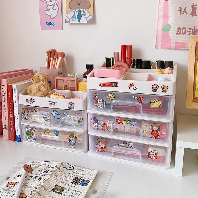 Kệ đựng mỹ phẩm 4 tầng hộp đựng đồ trang điểm cá nhân để bàn học văn phòng có ngăn tiện lợi Kitchen - Tặng kèm sticker dán trang trí 4