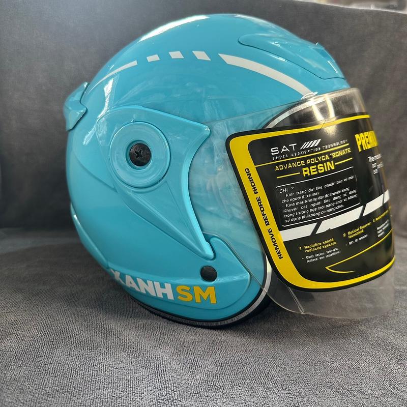 Nón bảo hiểm xanh SM 3/4 trùm đầu kính dài xanh SM