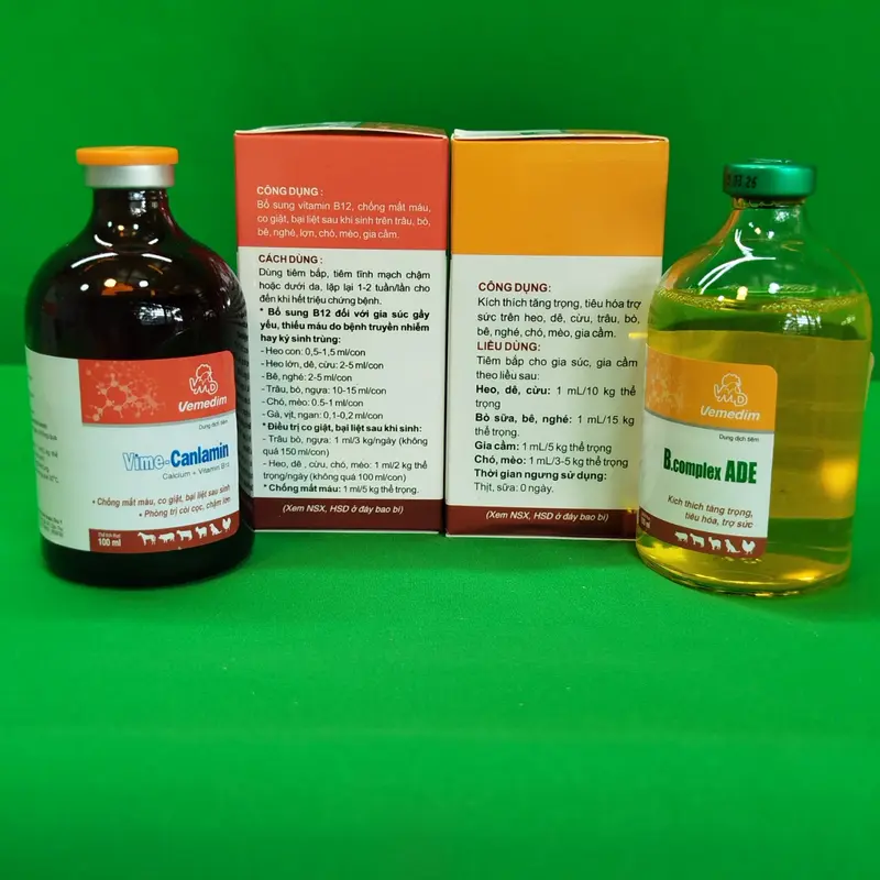 Canxi B12 40.000mcg + Bcomplex ADE Bộ Đôi Nuôi Gà Giá Rẻ 2Chai 100ml 3