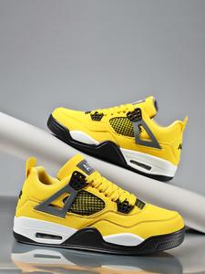 Men's Fashionable Patchwork Design Lace Up Sneakers, Casual Comfortable Sports Running Shoes, Trendy All-match Sneakers for Daily Wear