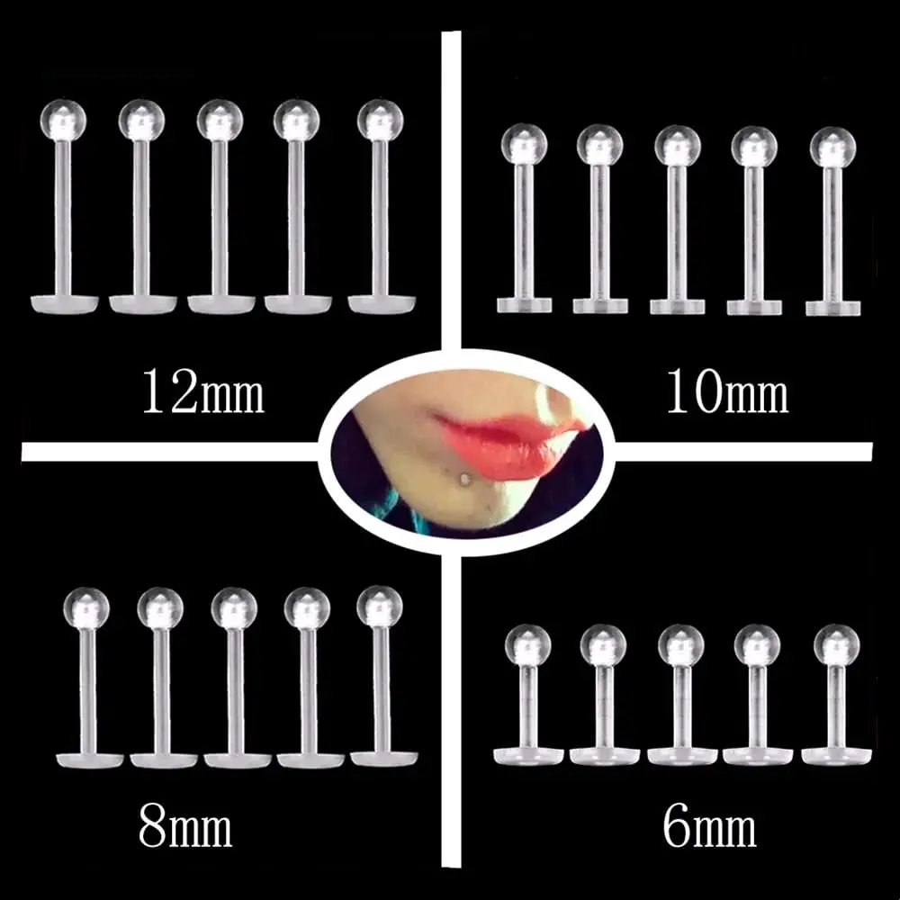 1PCS / 5PCS Anting Earring Labret Lips EarLobe Helix Nose Plastic Bening Elastic