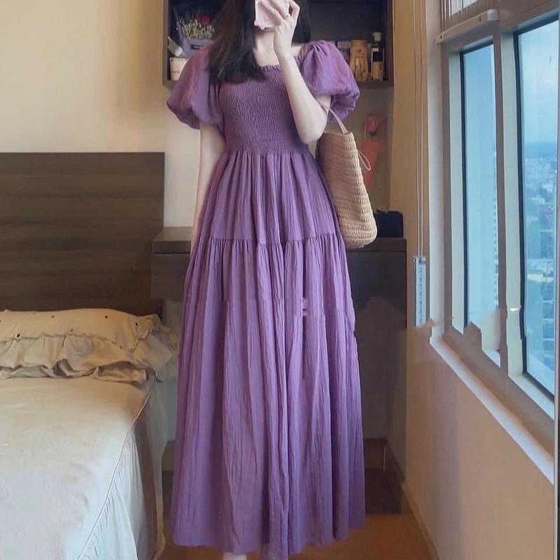 Váy Maxi Dáng Dài Chất Tơ Đũi Nhăn Hai Lớp Freesize Cho Nữ 0