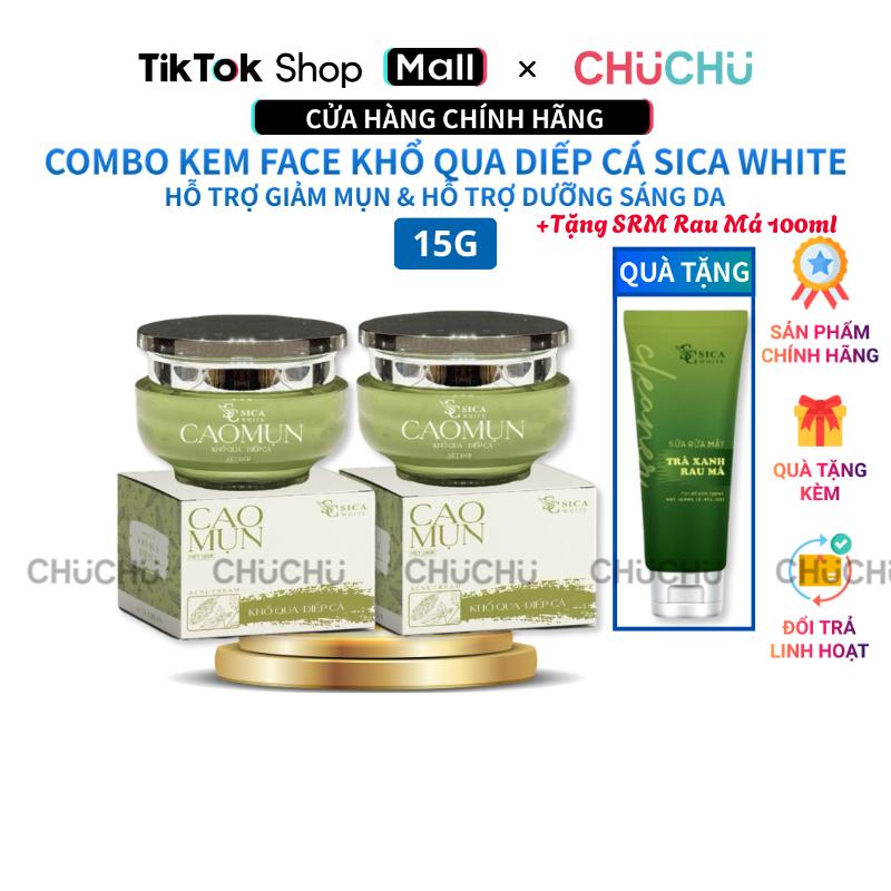 Tặng Sữa Mặt Combo 2 Hộp Kem Face Cao Mụn Khổ Qua Diếp Cá Sica White Chính Hãng