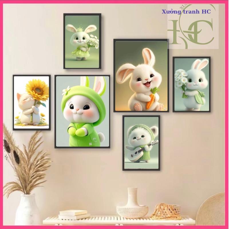 {Vui lòng đọc mô tả} 50* mẫu Bộ 6 tranh treo tường trang trí phòng ngủ decor phòng bé tranh dán tường fomex 5 mm mặt tranh cán lụa bóng đẹp kèm keo xưởng tranh HC Đồng phòng bếp together đồ treo trang trí
