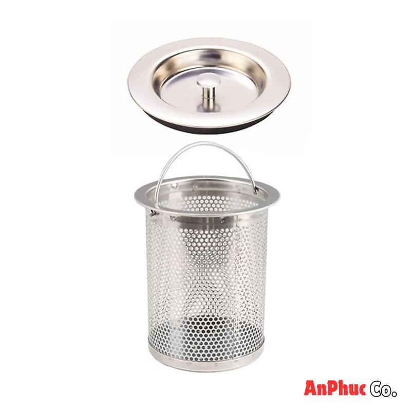 Giỏ Lọc Rác Inox Kèm Nắp Chặn Mùi Đa Năng Cho Bồn Rửa Bát