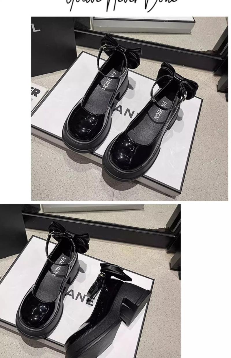 Product Introduction of Lace-Up Mary Jane Chunky Square-Toe Shoes, Comfortable Soft Sole with Anti-Slip Design, Bow Accent, Retro Fashion Footwear That Can Be Paired with Skirts 33