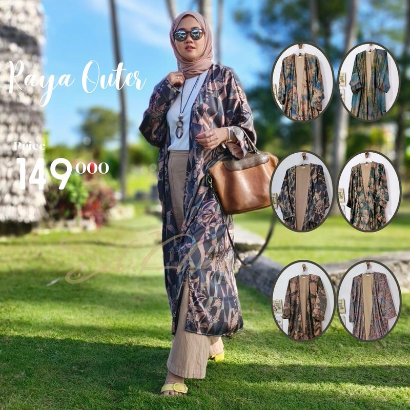 Product Introduction of kardigan jumbo raya long outer bigsize motif bunga 5