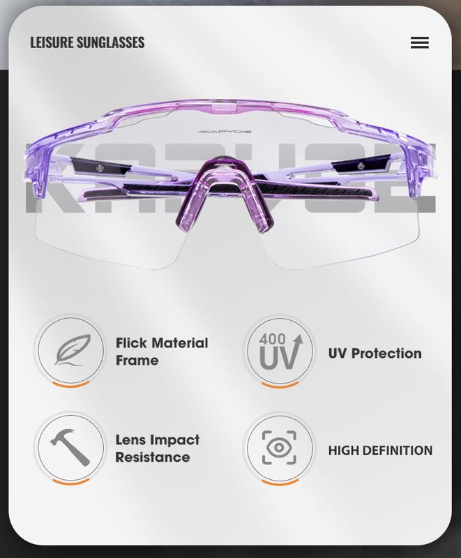 Product Introduction of KAPVOE Anti-fog Photochromic lenses Cycling Glasses Men Women UV400 Fishing glasses Outdoor Bike Riding Sunglasses Driving hiking Running Eyewear Sports Anti-fog Goggles 9