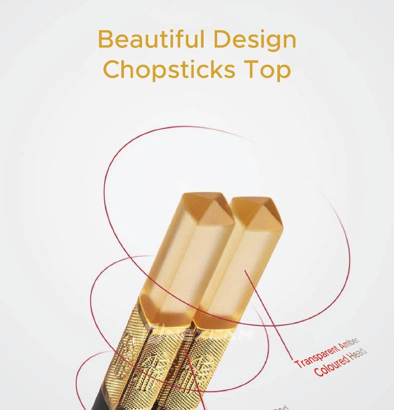 Product Introduction of Gold Alloy Chinese Chopsticks With Slip Resistant Chopstick Tip 9