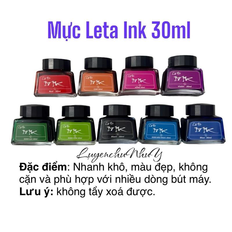 (Mã 20) Mực Leta Ink 30ml (ko tẩy được) dùng cho bút máy bơm mực