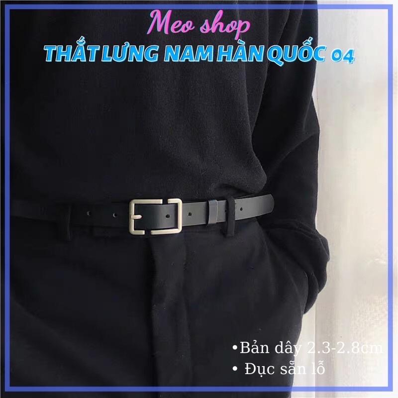 THẮT LƯNG NAM NỮ Chữ nhật Vuông Meo Shop TLN004 da đẹp Dây nịt Nam nữ Ulzzang học sinh đi học đi làm da đẹp mặt bạc