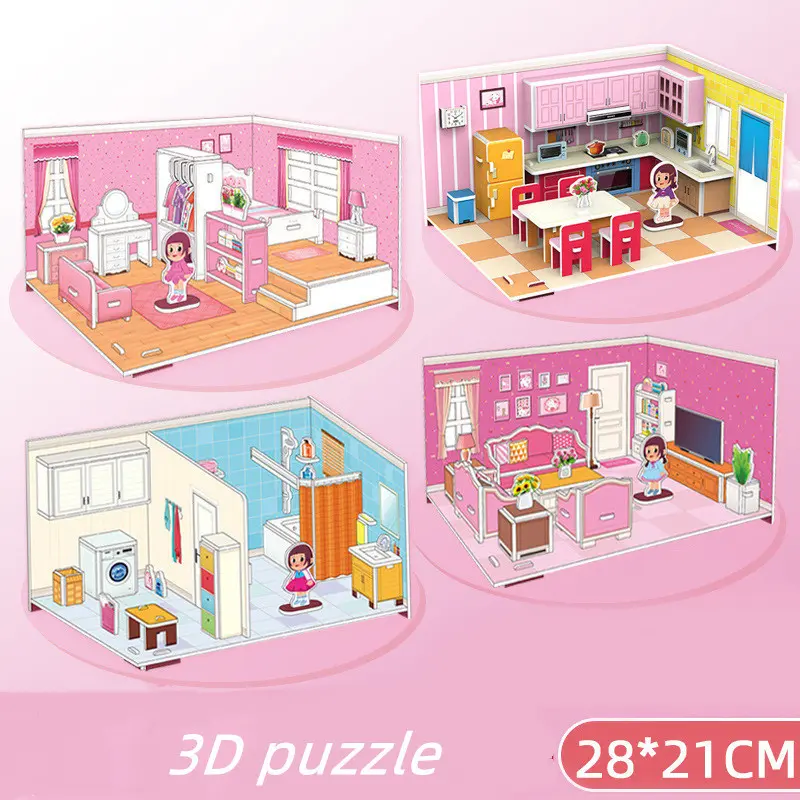 Mainan puzzle 3D/Mainan edukasi anak puzzle kertas busa DIY