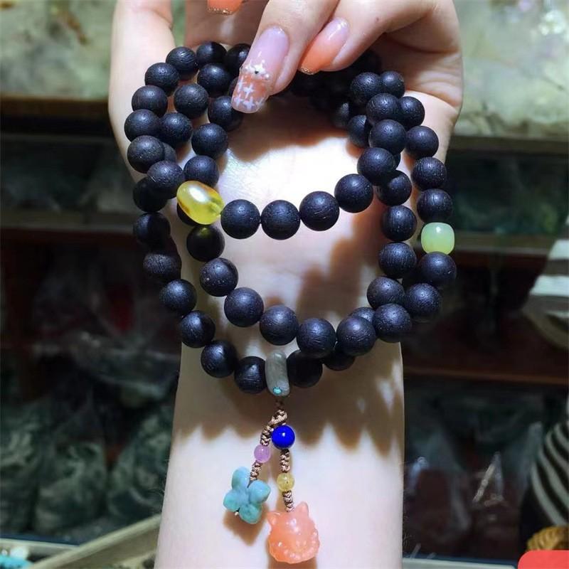 Product Introduction of Live Broadcast Supply Wholesale Acronychia Pedunculata Bracelet Female Men's Crafts Prayer Beads Jewelry Beeswax Hetian Jade Spacer Beads Bracelet 3
