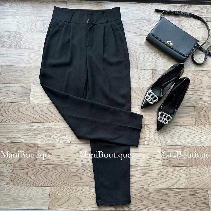 Product Introduction of Quần tây baggy nữ cạp cao 3 cúc màu đen kem chất vải tuyết mưa dày dặn Nhung Women Pants Ong 17