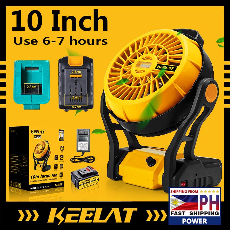 KEELAT 10 Inch Portable Fan Cordless Rechargeable Fan Heavy Duty ...