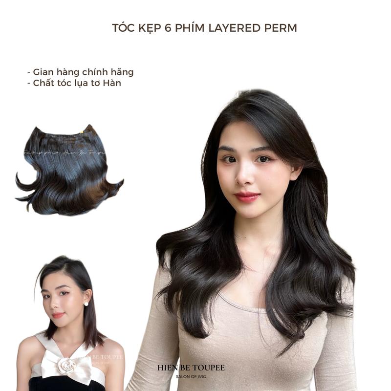 Tóc kẹp 6 phím LAYERED PERM 32Cm new 2024 DAN HÀNG CHÍNH HÃNG Women Tóc Giả