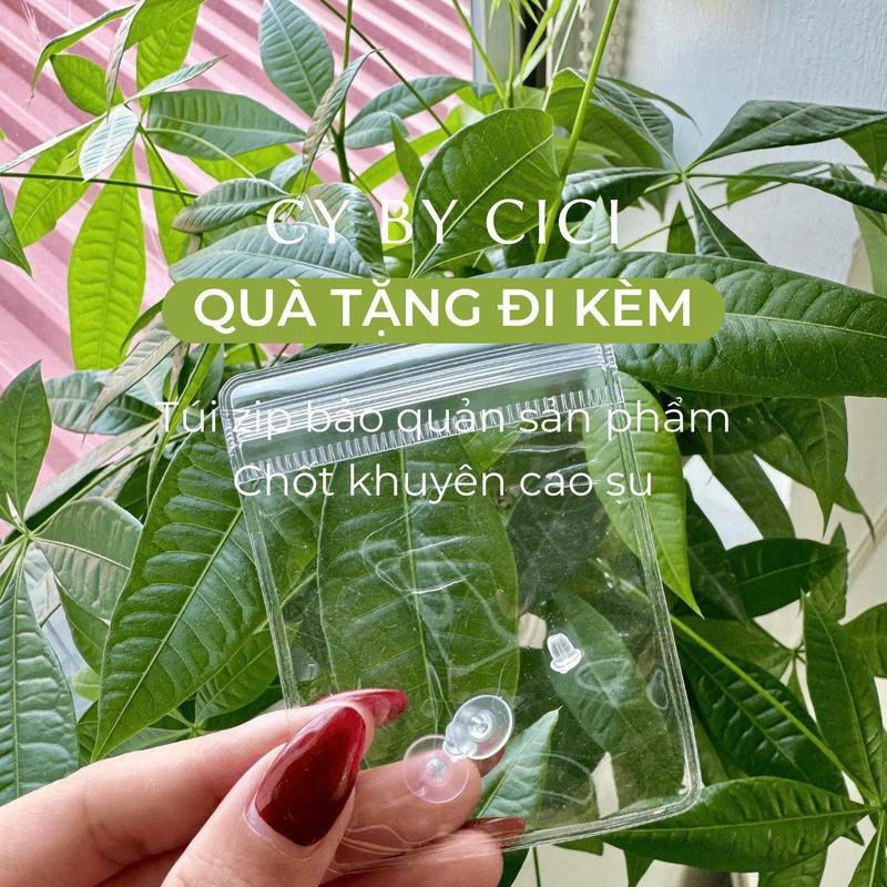 S357 Khuyên tai Đá CiCi mặt Vuông 10mm sáng đẹp, bền màu, an toàn cho Da, chất liệu Cao cấp, Women 2