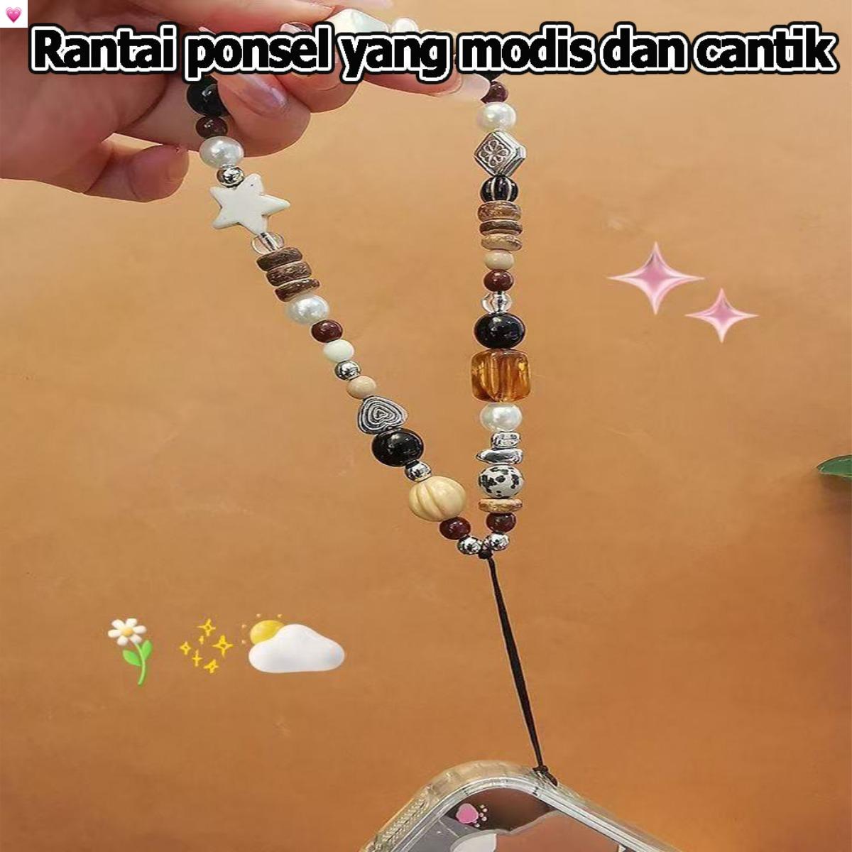 Tali Ponsel Aesthetic Manik-Manik, Lanyard Gaya Hottie, Tali Ponsel Premium Imut, Aksesori Ponsel Stylish, Rantai Ponsel Trendy, Tali Fashionable untuk Ponsel