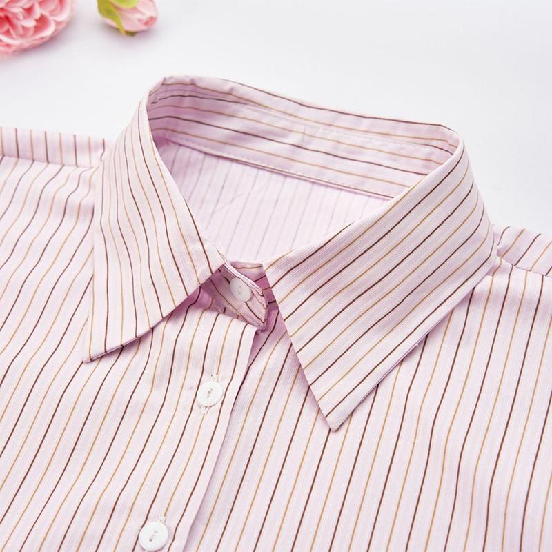 Product Introduction of Fashion Cotton Stripes Fake Collar Detachable Vintage False Blouse Collar Classic Casual Front Tie for Women 27