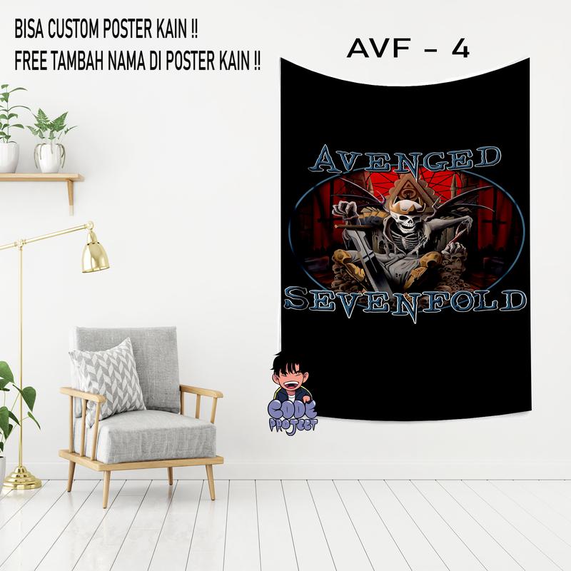 POSTER KAIN AVENGED SEVENFOLD - hiasan dinding kamar - dekorasi rumah dan kamar - pajangan dinding gambar avenged sevenfold - Ukuran 90x140cm 3