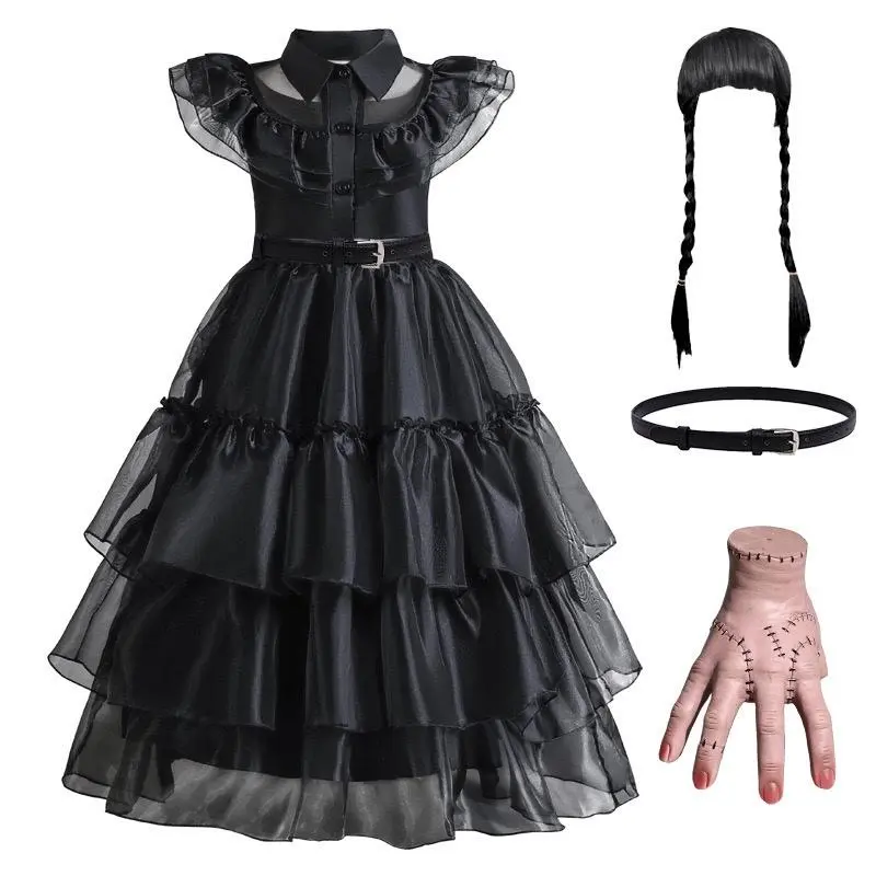 Váy hóa trang chị Tư Wednesday bé gái Đầm cosplay Halloween
