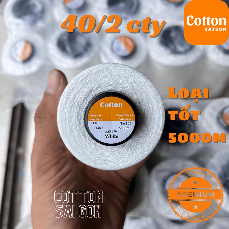 Chỉ may công nghiệp trắng, đen 40/2 hàng công ty loại tốt 5000m/cuộn.