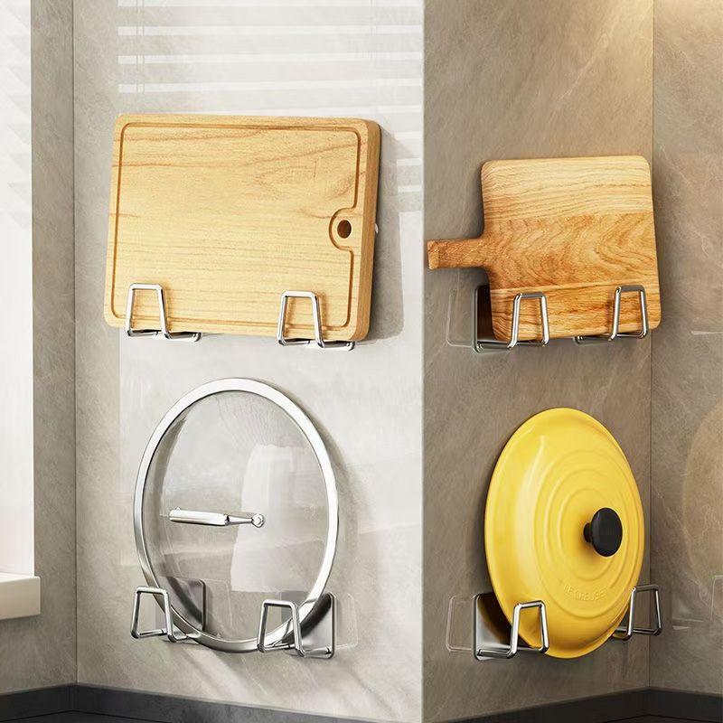 Minimalist Modern 201 Stainless Steel Wall-Mounted Kitchen Cutting Board Rack, No Drilling Multi-Functional Storage Organizer 2