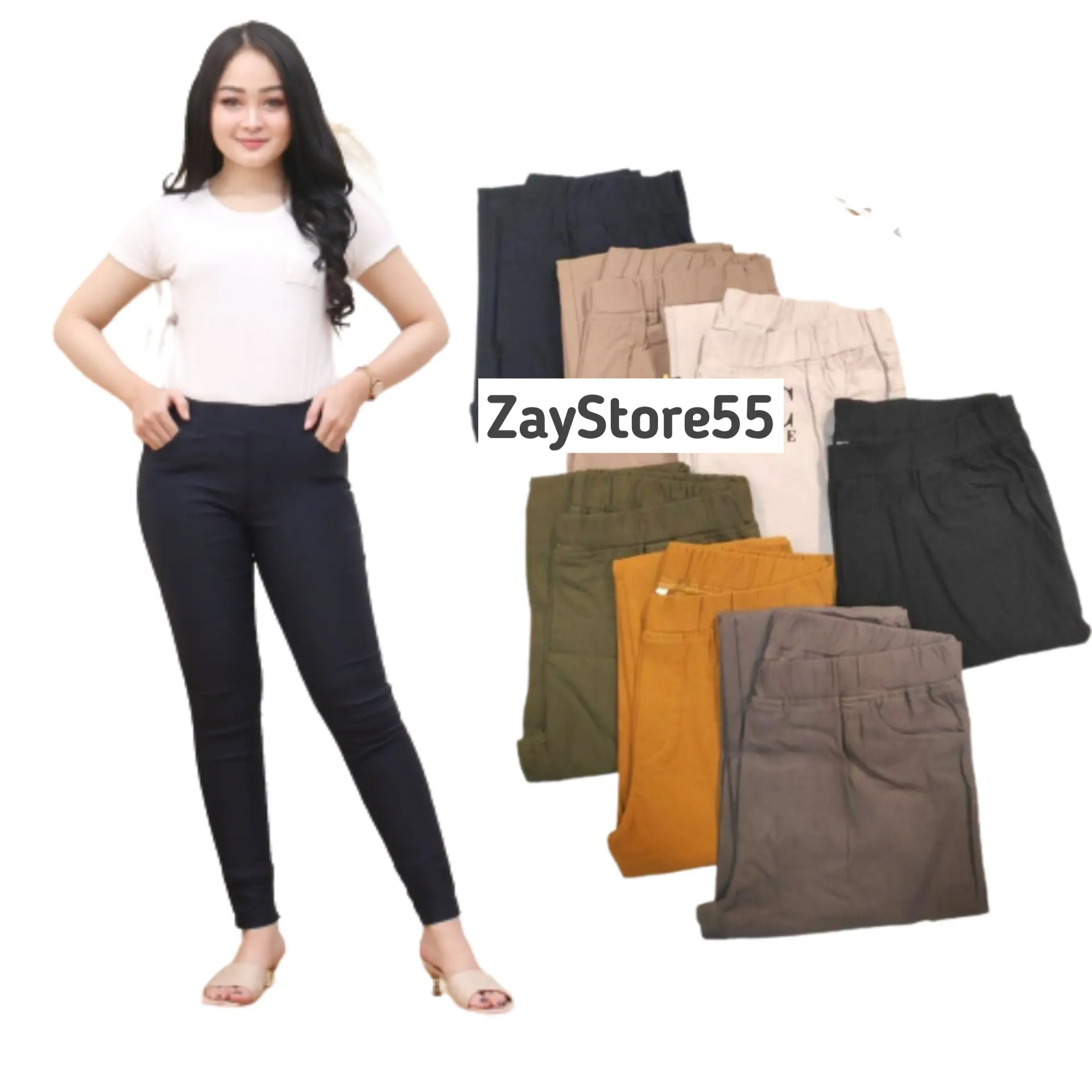 Celana Chino Wanita Elizabeth Pants Kain Katun Otomen Melar Streth Elastis