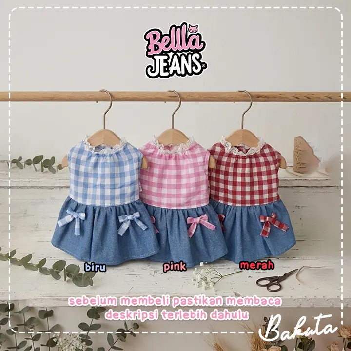 Baju Kucing Dress Bella Jeans Series Baju Kucing Size S-XXL | Baju Kucing Tangerang!