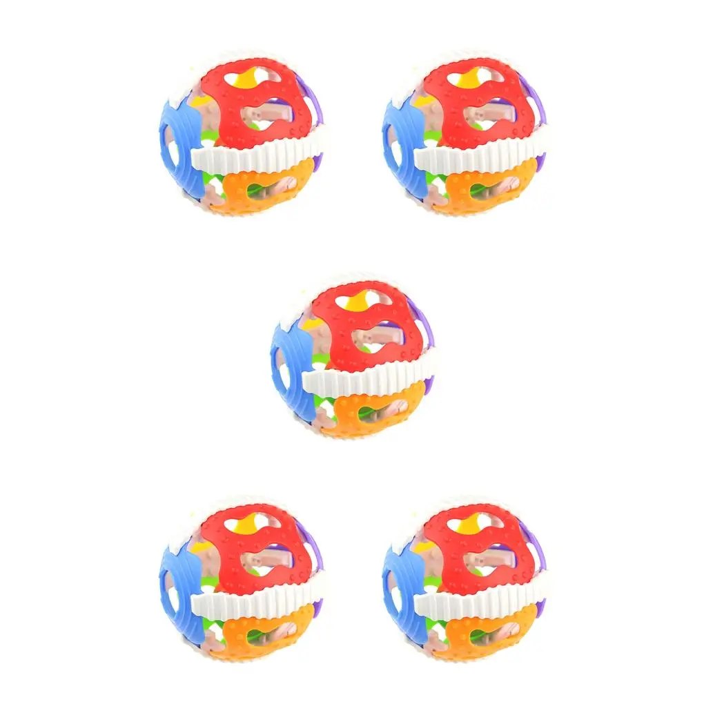 5 Set of Baby Rattle Toys Little Loud Bell Ball Toy Newborn Activity Grasping Toy Handbells Ring Handle Toys