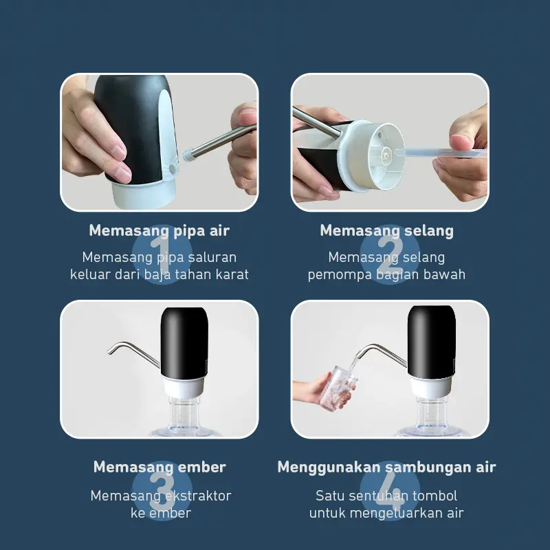 Lighthundred Pompa Galon Elektrik Otomatis / Automatic Water Dispenser / Dispenser Air Minum Gallon Usb Charger / Electric Water Bottle Pump Hitam Mesin Kabel Stainless dispenser  air charger  dispenser automatic  water selang  dispenser  untuk dispenser 5