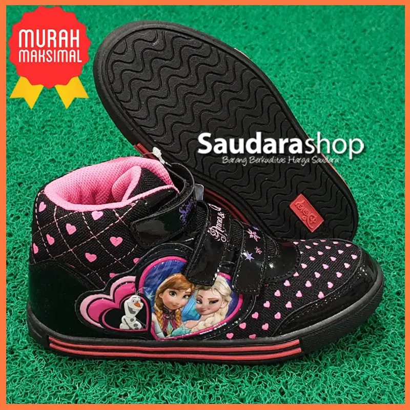 Sepatu Anak LOVELY FROZEN Black Fushia / Sepatu Frozen Anak Hitam Boot 0