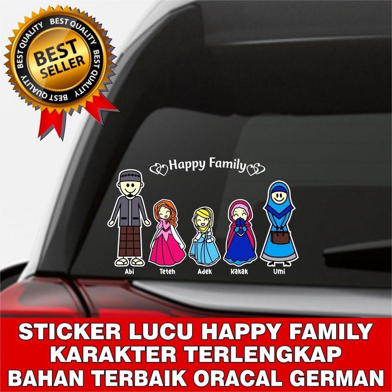 STIKER MOBIL HAPPY FAMILY LUCU / Stiker Keluarga Warna-Warni Car 0