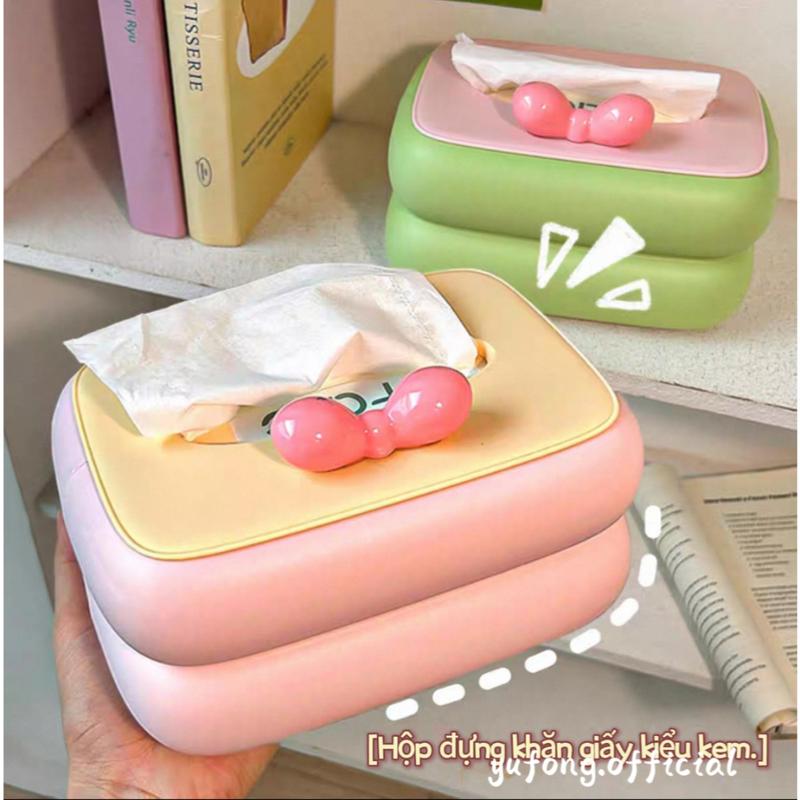 YUFONG Hộp đựng giấy màu tương phản kiểu kem dùng để bàn nhà vệ sinh phòng khách hộp đựng giấy ăn treo tường