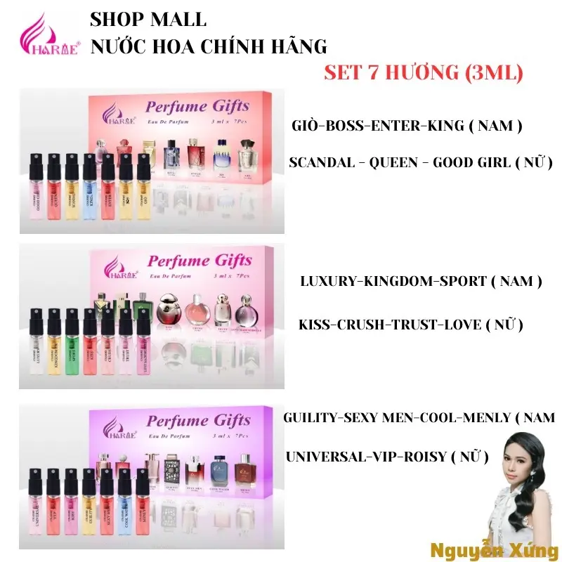 SET CHARME 7 HƯƠNG ( 7 Chai 3ML dạng xịt ) - NƯỚC HOA CHARME 0
