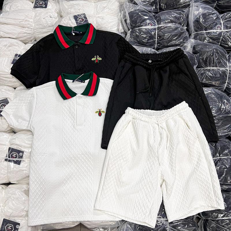 Set đồ bộ nam cổ trụ cộc tay chất liệu xốp nổi by iamthyu - B137 Menswear Áo Quần 3