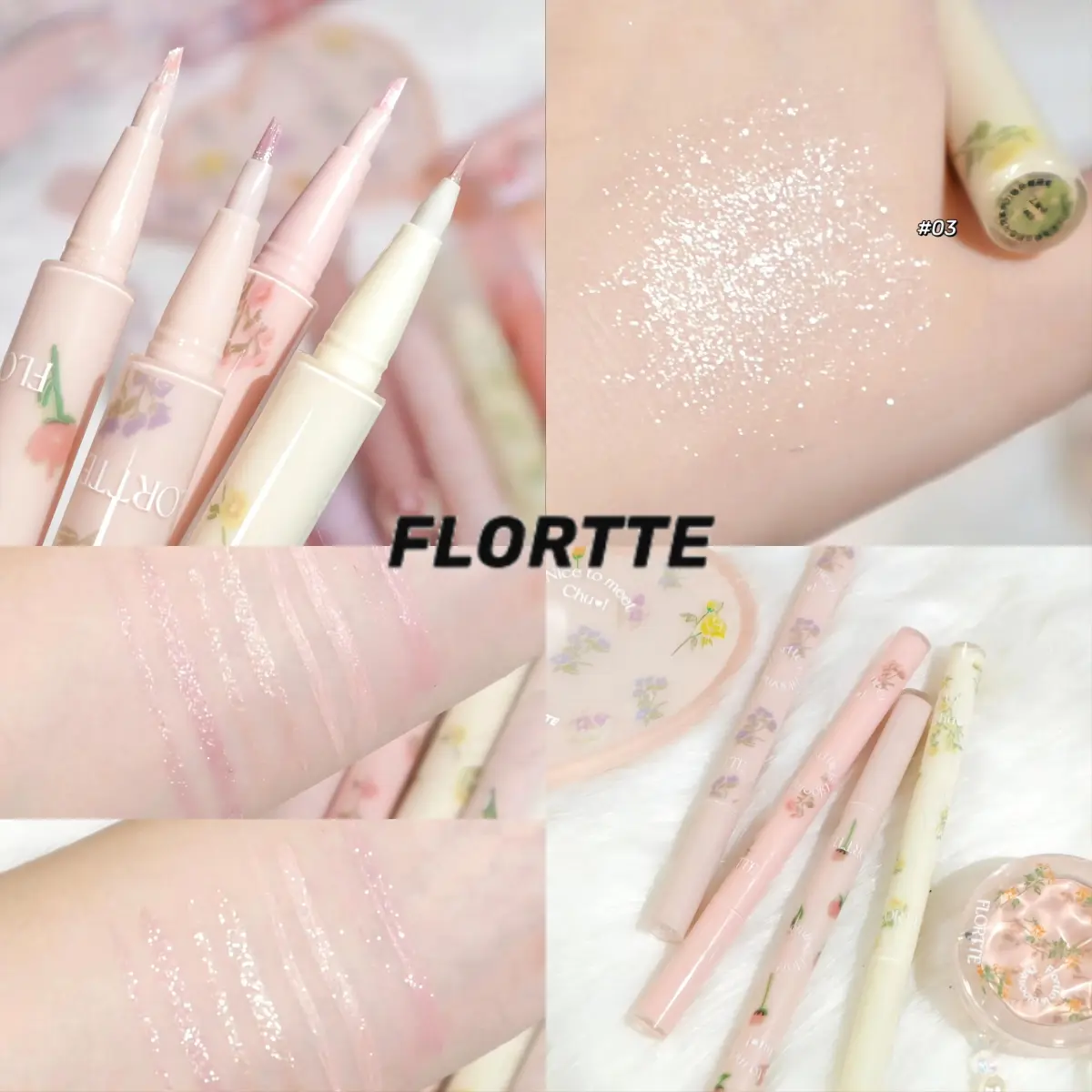 FLORTTE Kiss Lying Silkworm Liquid Pen Pearl Highlight Shadow Brighten Lying Silkworm Pen Glitter Eyeliner Cosmetics Eyeshadow Makeup